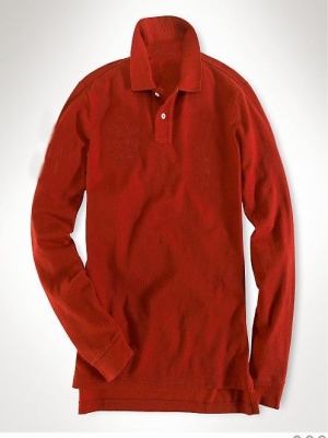 Men polo shirts long sleeve Maroon - Click Image to Close